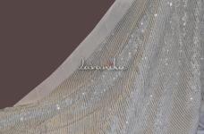 120 Grams Double Silver Sequins Line Embroidery on Dyeable Viscose Georgette Fabric 44inch